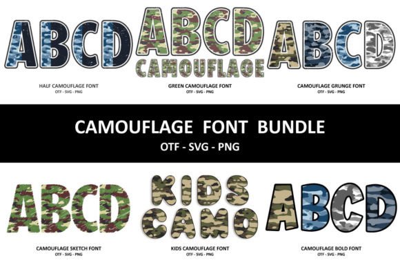 Camouflage Bundle: 6 Fonts for Bold, Standout Designs